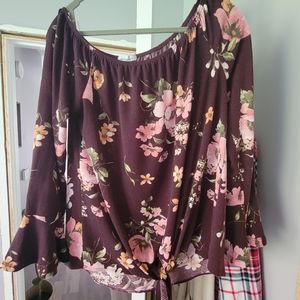 Boutique brand off shoulder floral print blouse, size L